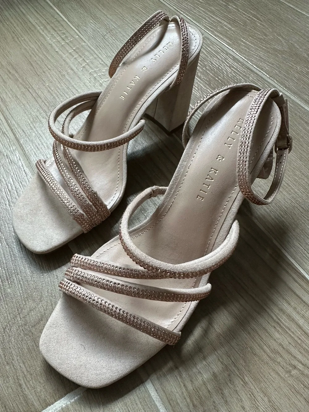 Kelly & Katie Blush Pink Strappy Block Heel Sandals
